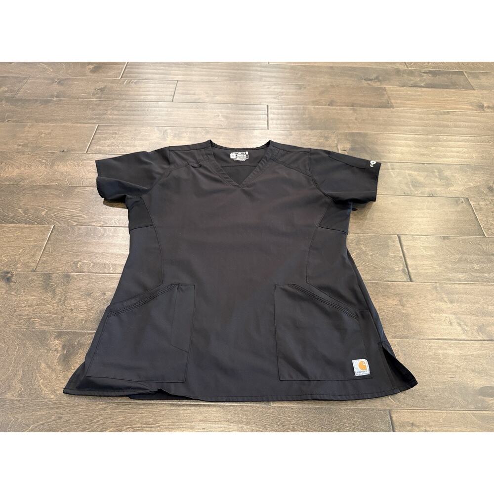 Carhartt Force Womens Black Scrub Top V-Neck Short Sleeve Modern Fit M C12106 View 2